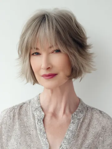 Layered Bob with Bangs for Women Over 50