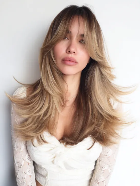 Curtain Bangs Styles for Long Hair