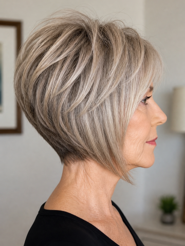 Stacked Bob Haircuts for Women Over 60