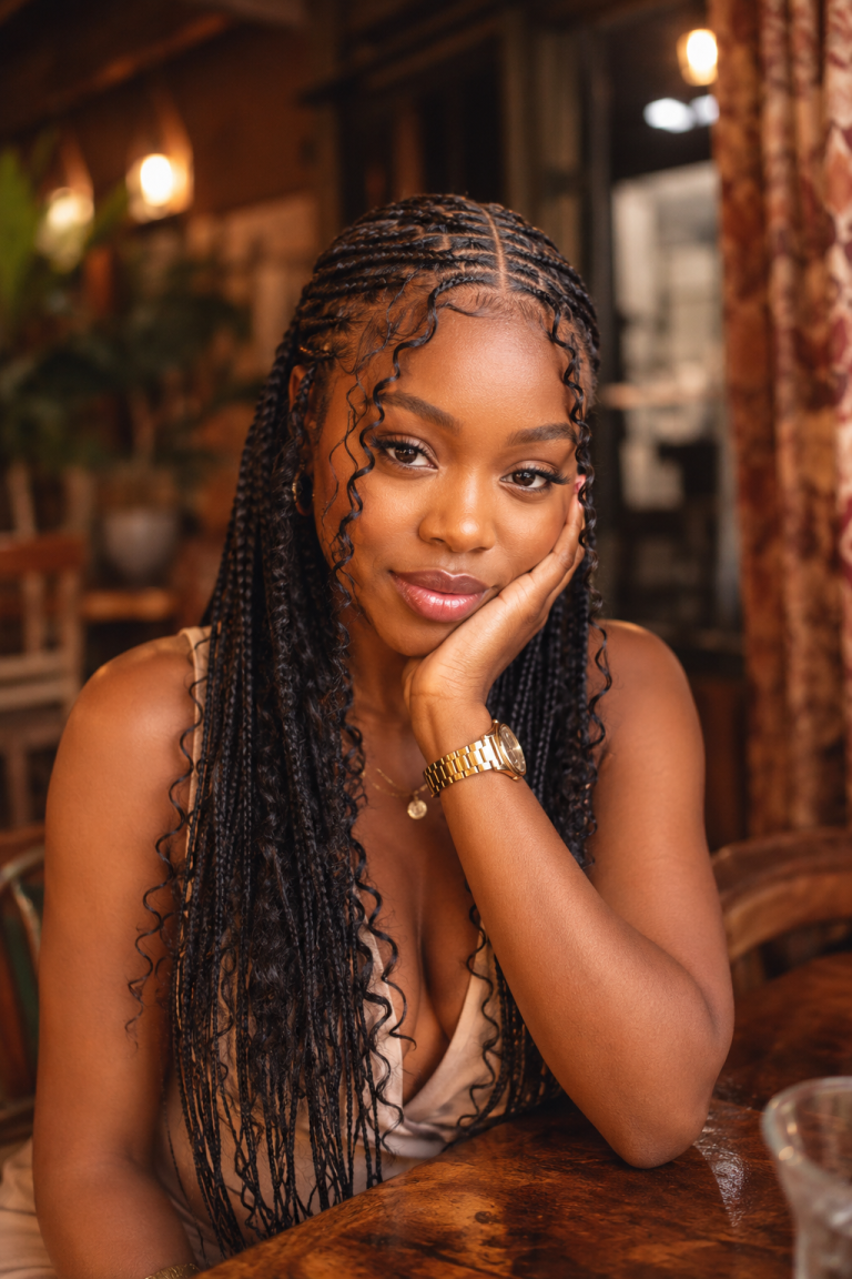Fulani Braids with Curls Hairstyles
