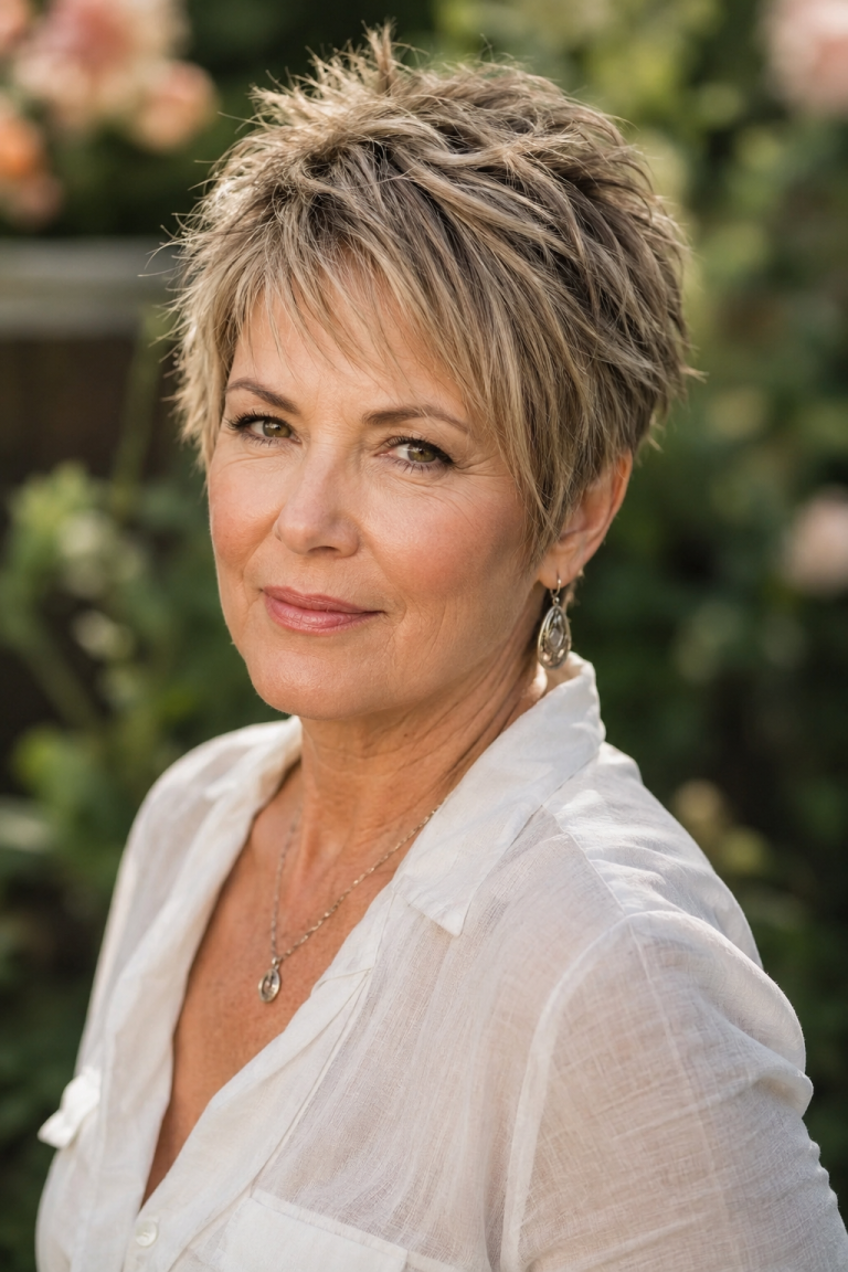 Edgy Choppy Pixie Haircuts for Older Women