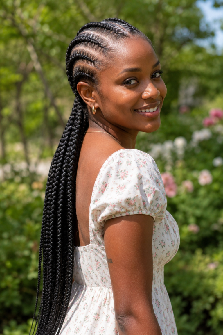 Classic Straight-Back Goddess Braids