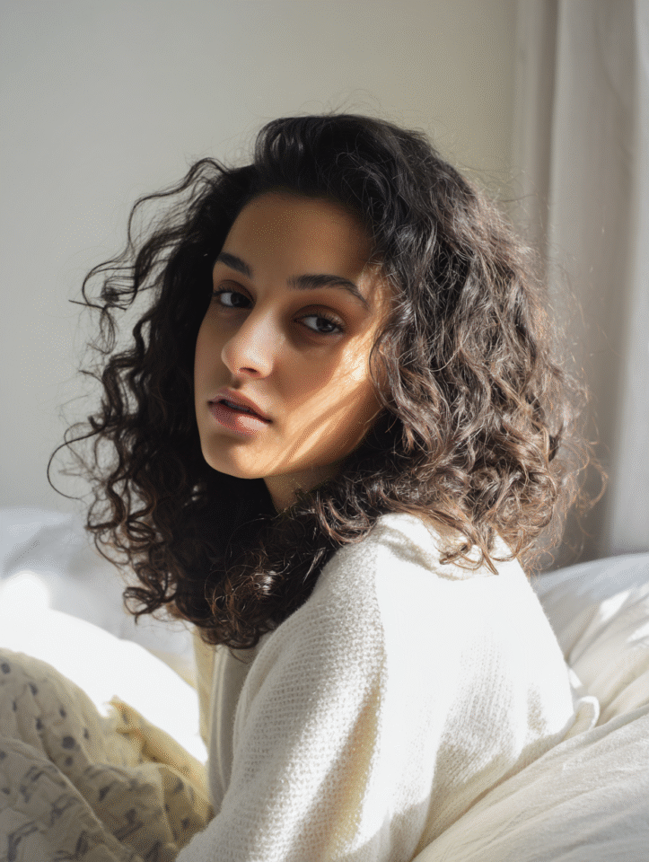 A pixie cut with voluminous curls, highlighting how short hair can appear fuller with the right texture