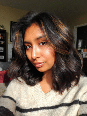 Black Hair with Brown Highlights