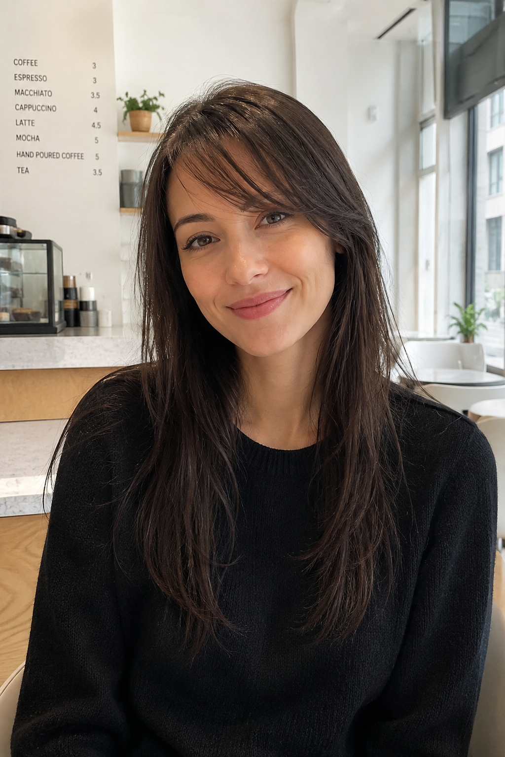 Long Hair with Side-Swept Bangs